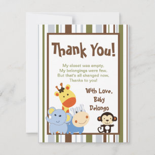 4x5 FLAT Thank You Card Jungle Play