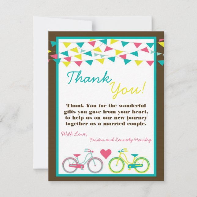 4x5 FLAT Thank You Card Lovers Bike Bicycle Carniv (Front)