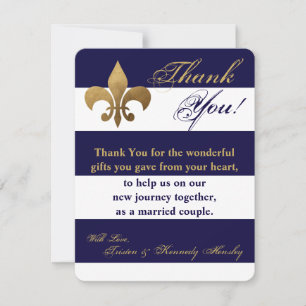 4x5 FLAT Thank You Card Modern Stripe Navy White