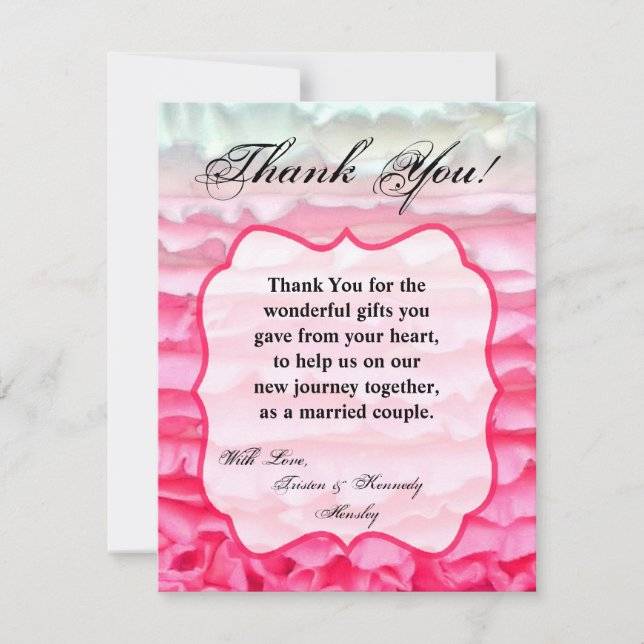 4x5 FLAT Thank You Card Ombre Stripe Pink Frosting (Front)