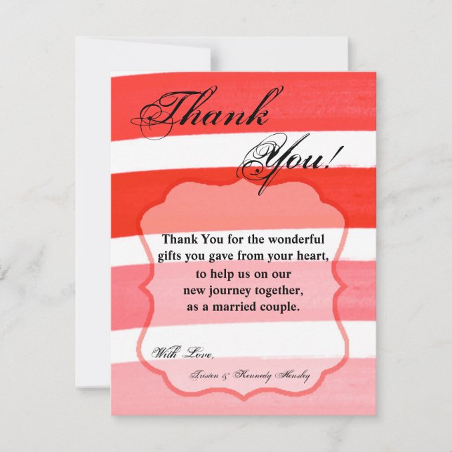 4x5 FLAT Thank You Card Ombre Stripe Red Line (Front)