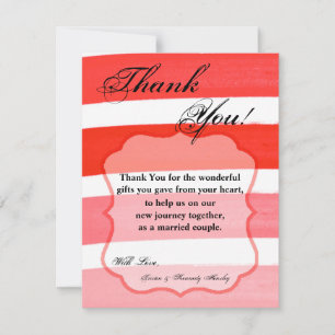 4x5 FLAT Thank You Card Ombre Stripe Red Line