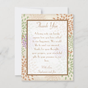 4x5 FLAT Thank You Card Purple and Green Floral