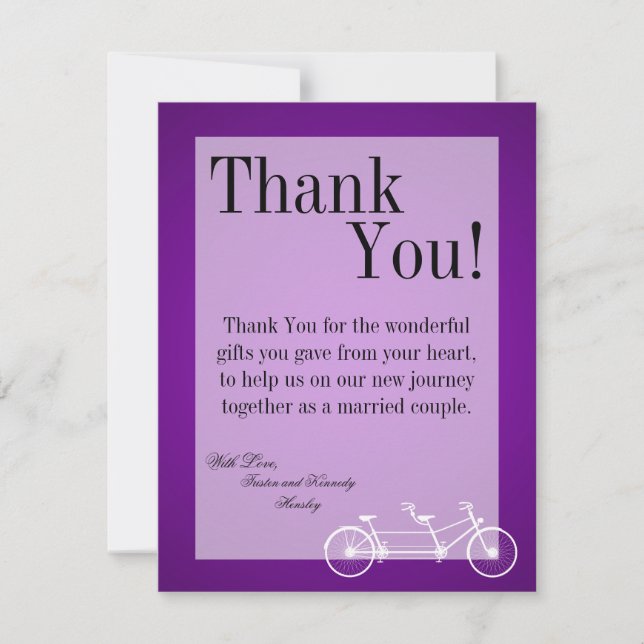 4x5 FLAT Thank You Card Purple Double Bike (Front)