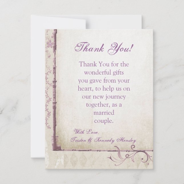 4x5 FLAT Thank You Card Purple Spring Floral (Front)