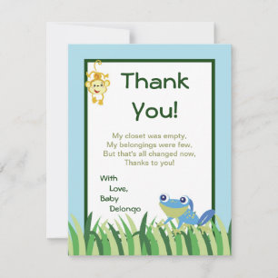 4x5 FLAT Thank You Card Rain-forest Jungle Animal