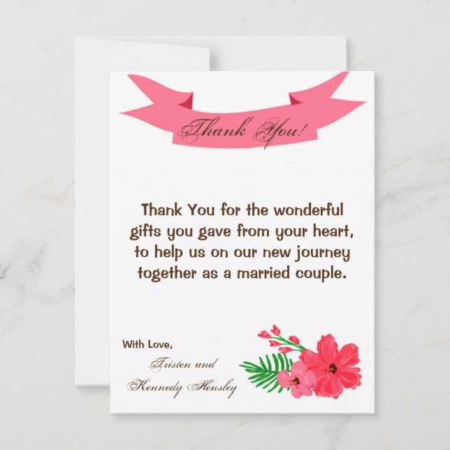4x5 FLAT Thank You Card Spring Hibiscus Flower (Front)
