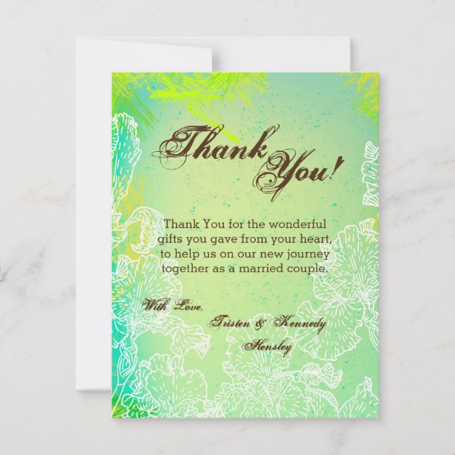 4x5 FLAT Thank You Card Spring Hibiscus Flower Haw (Front)