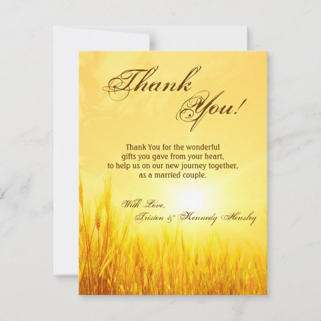 4x5 FLAT Thank You Card Sunrise Wheat Country Rust (Front)