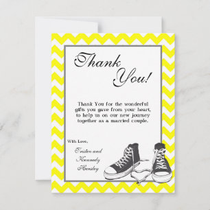 4x5 FLAT Thank You Card Teenage Sneakers Chevron