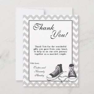 4x5 FLAT Thank You Card Teenage Sneakers Chevron
