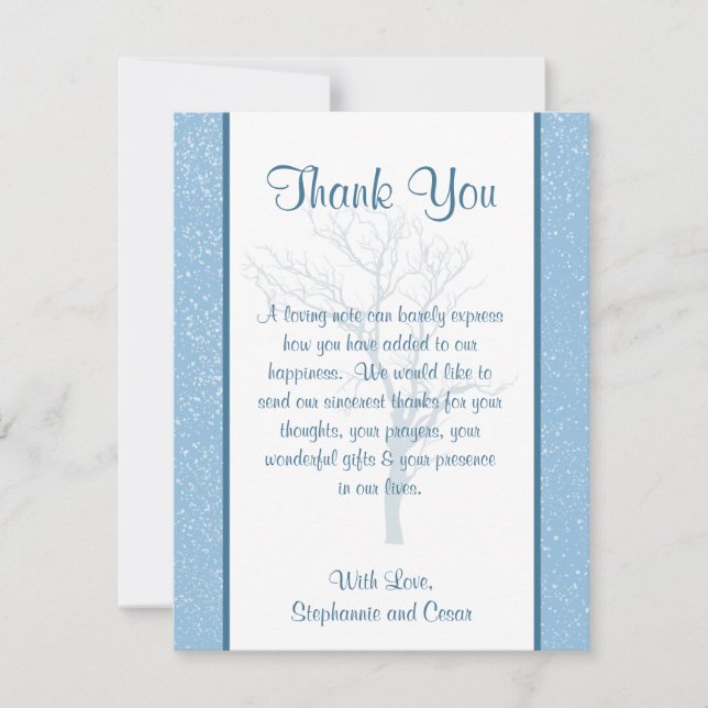 4x5 FLAT Thank You Card Winter Blue Christmas (Front)