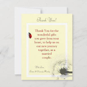 4x5 FLAT Thank You Card Yellow and Lady Bug