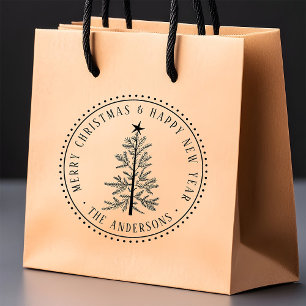 4X5 Merry Christmas & Happy New Year Elegant Rubber Stamp