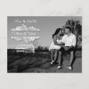 4x5 Typography Save the Date Photo Announcement Postcard
