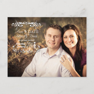 4x5 Typography Save the Date Photo Announcement Postcard