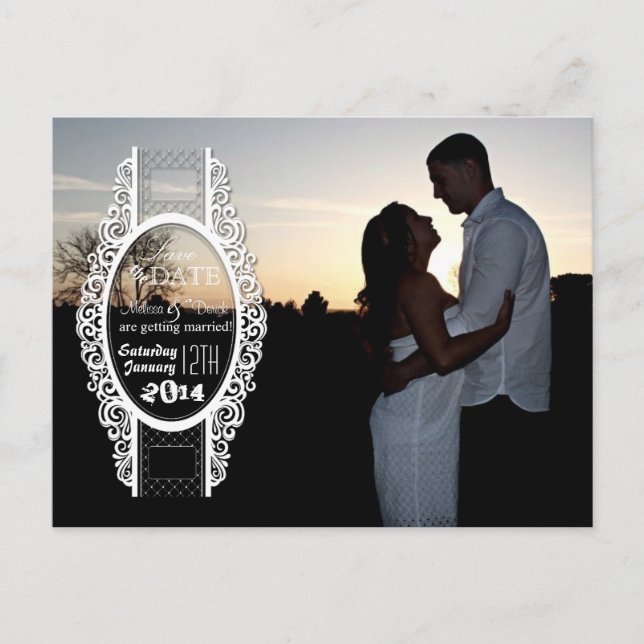 4x5 Typography Save the Date Photo Announcement Postcard (Front)