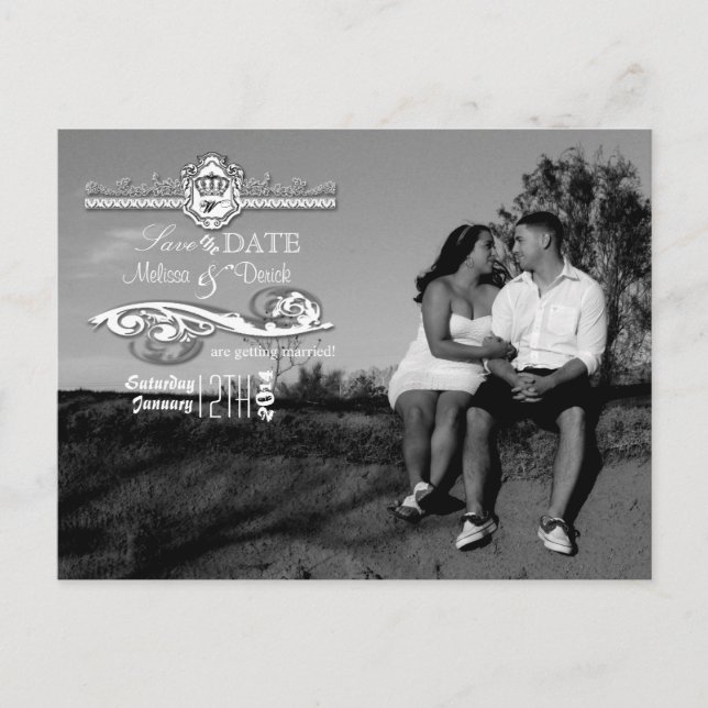 4x5 Typography Save the Date Photo Announcement Postcard (Front)