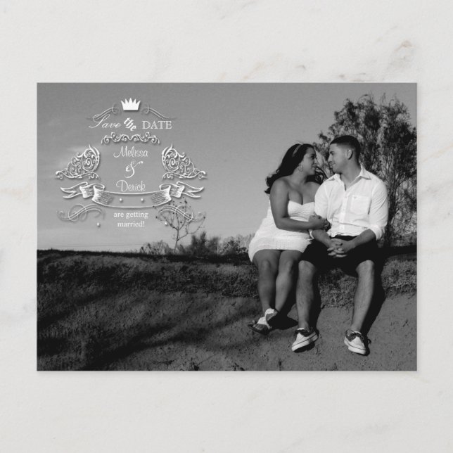 4x5 Typography Save the Date Photo Announcement Postcard (Front)