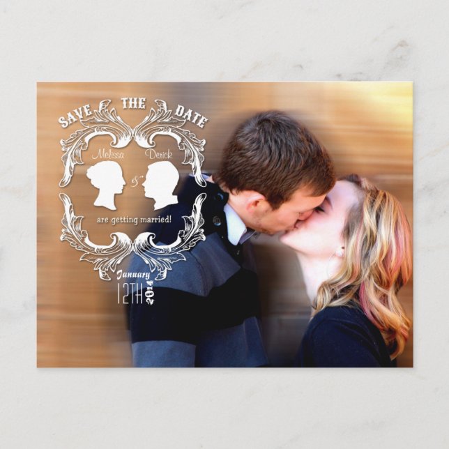 4x5 Typography Save the Date Photo Announcement Postcard (Front)