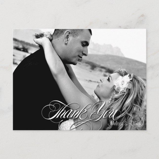 4x5 Typography Thank You Photo Portrait Post Card (Front)