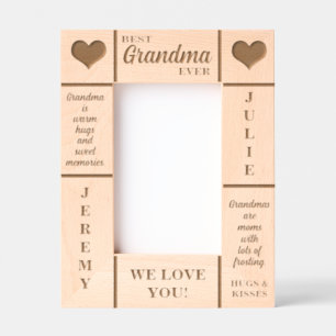 4x6 BEST Grandma Ever Grandkids Names Etched Frame