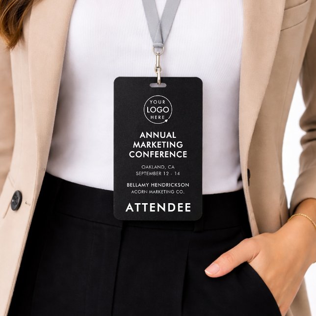 4x6 Event Badge | Conference Schedule Access Card ID Badge (Design a polished vertical lanyard badge for conferences, expos, and business events)