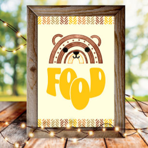 4x6 Food Station Boho Woodland Bear Birthday Poster