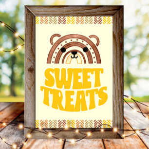 4x6 Sweets Boho Woodland Bear Birthday Desserts Poster