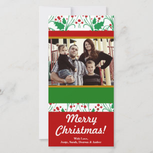 4x8 Christmas Holly PHOTO Card