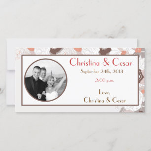 4x8 Engagement Photo Announcement Coral Pink Brown