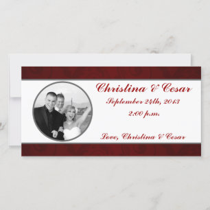 4x8 Engagement Photo Announcement Dark Maroon Grey