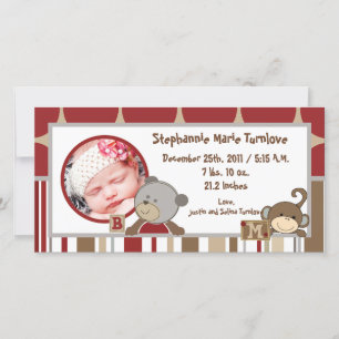 4x8 Photo Birth Announcement Cocalos Buttons