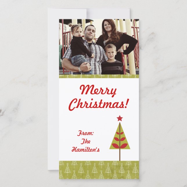 4x8 Red Star Christmas Tree PHOTO Card (Front)
