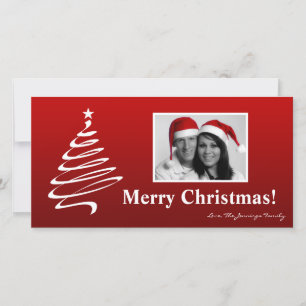 4x8 Red White XMAS Tree PHOTO Christmas Card