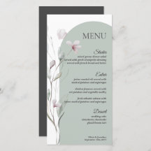 4x8" Watercolor Botanical Wedding Table Menu Card