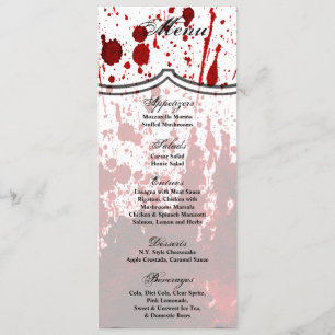 4x9.25 Menu Cards Blood Splatter Vampire Gothic