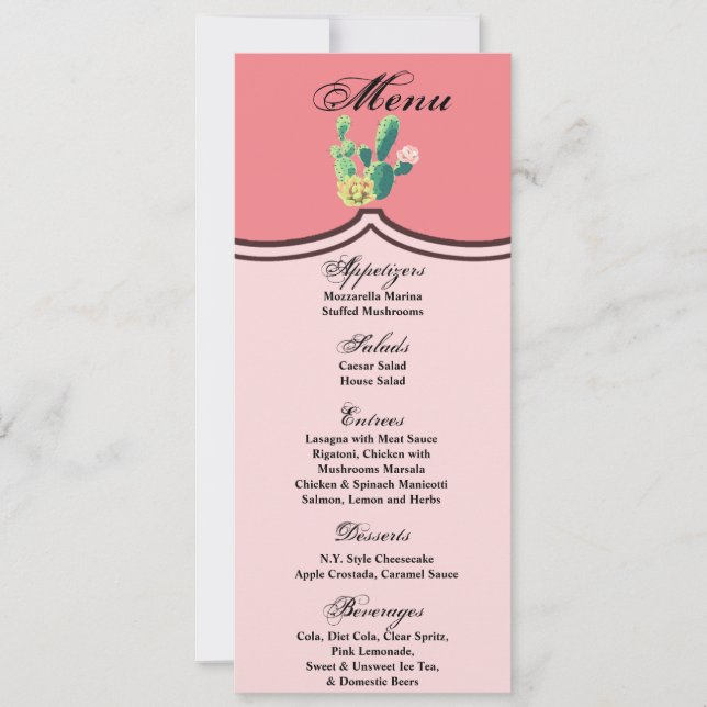 4x9.25 Menu Cards Bohemian Cactus Succulents Desse (Front)