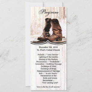 4x9.25 Program Cards Boots Country Rustic Western