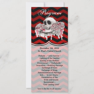 4x9.25 Program Cards skull Rose Gothic Chevron red