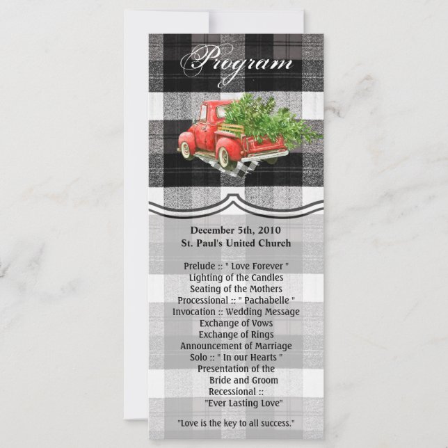 4x9.25 Program Cards XMAS Truck Buffalo Plaid Blac (Front)