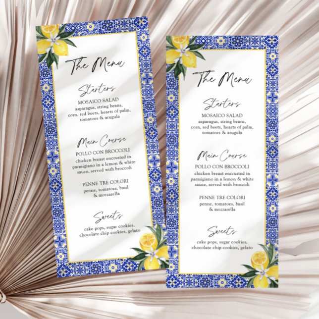4x9" Amalfi Italian Blue Tile Bridal Shower Menu (Creator Uploaded)