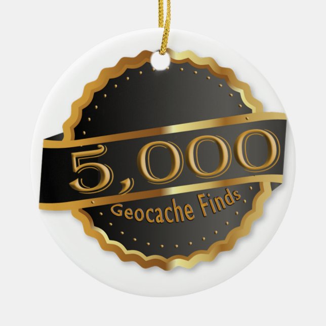 5000 FINDS GEOCACHING ACHIEVEMENT AWARD CERAMIC ORNAMENT (Front)