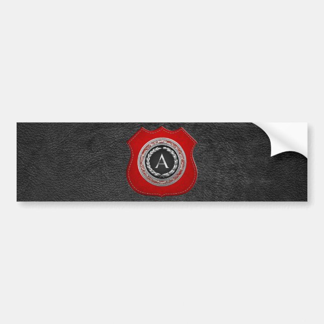 [500] “A” Silver Vintage Monogram Bumper Sticker (Front)