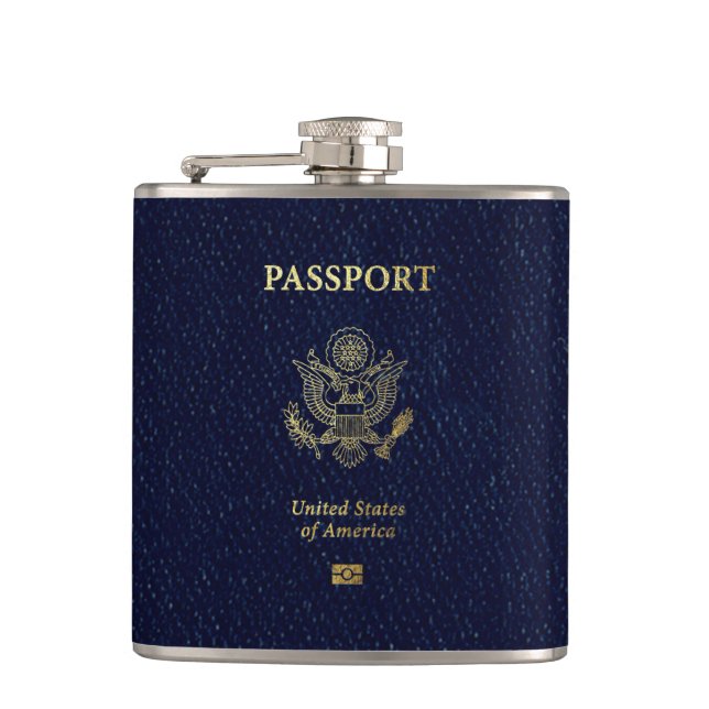 [500] American Passport Cover Hip Flask (Front)