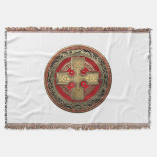 [500] Ancient Celtic Sacred Gold Knot Cross Throw Blanket