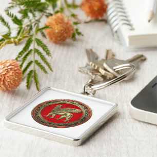 [500] Assyrian Winged Lion - Gold Lamassu Key Ring