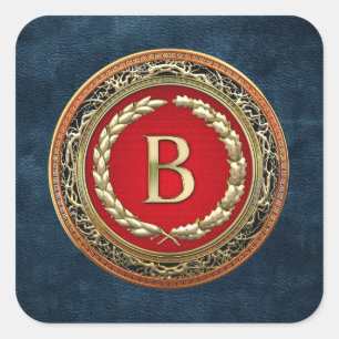 [500] “B” Gold Vintage Monogram Square Sticker