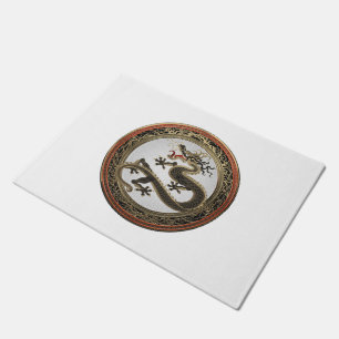 [500] Black and Gold Sacred Eastern Dragon Doormat
