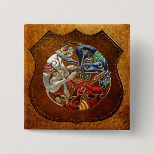 [500] Celtic Sacred Art - Three Dogs 15 Cm Square Badge